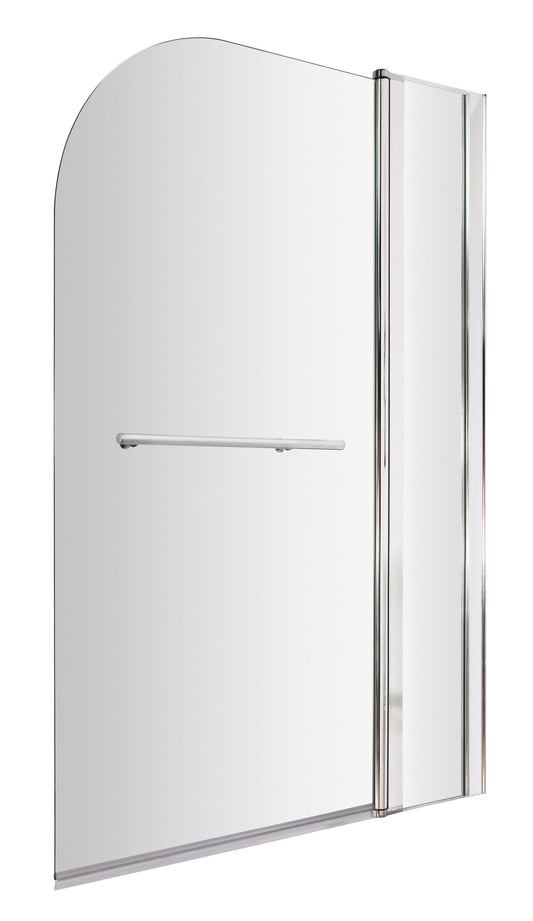 Nuie 998mm Semi-Frameless Chrome Bath Screen With Rail And Fixed Panel