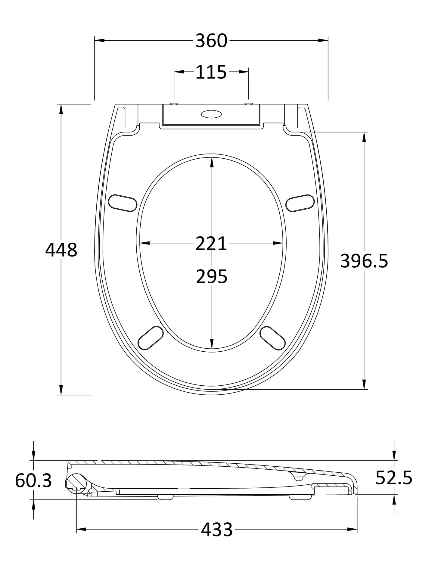 Nuie Round Soft Close Toilet Seat With Quick Release Hinge