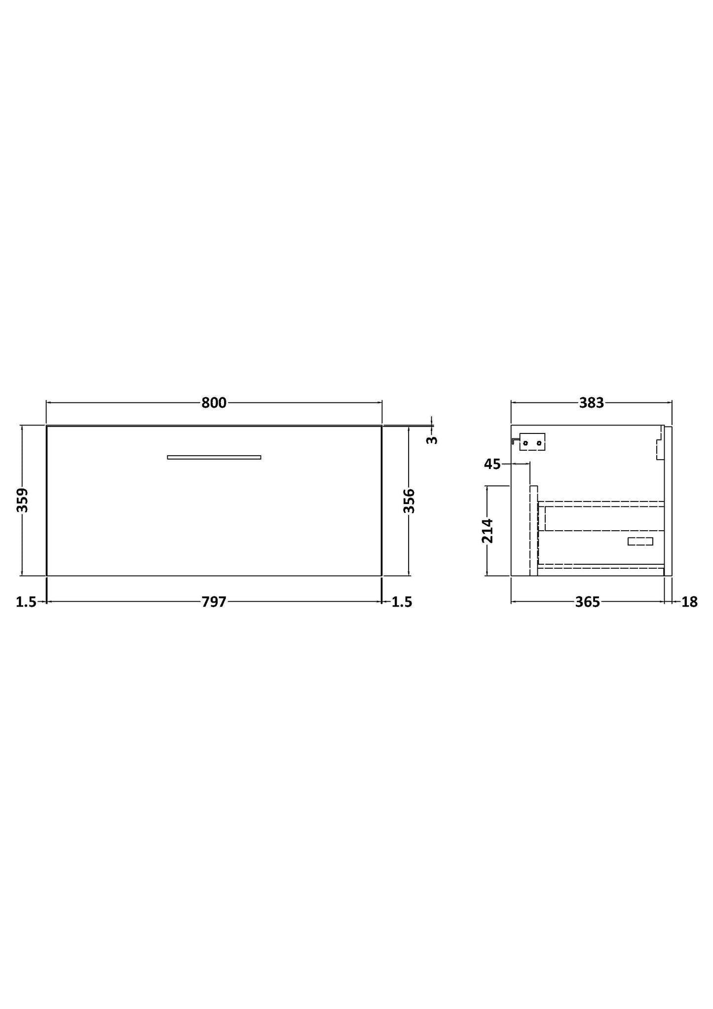 Arno 800mm Wall Hung 1-Drawer Unit
