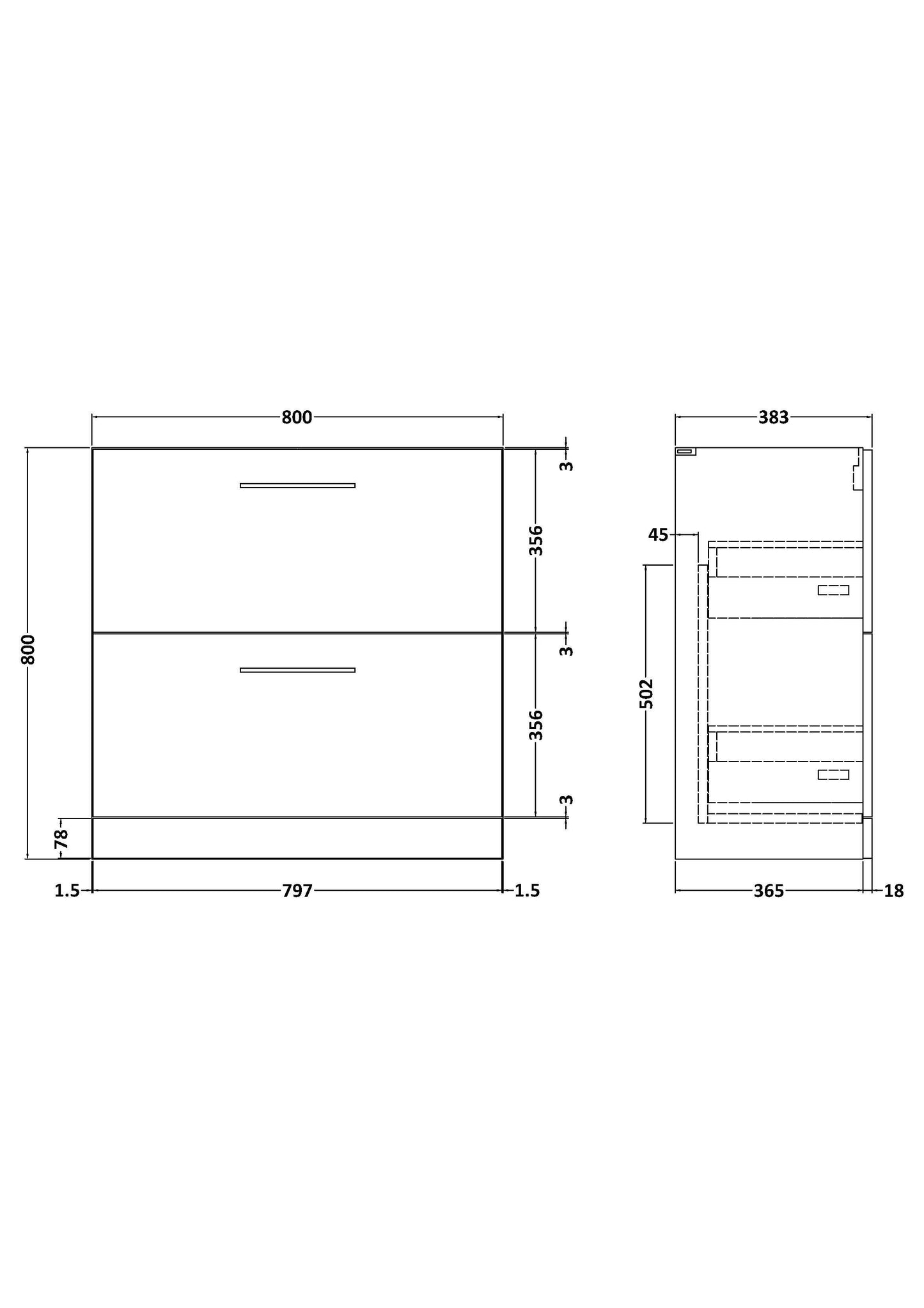 Arno 800mm Floor Standing 2-Drawer Unit