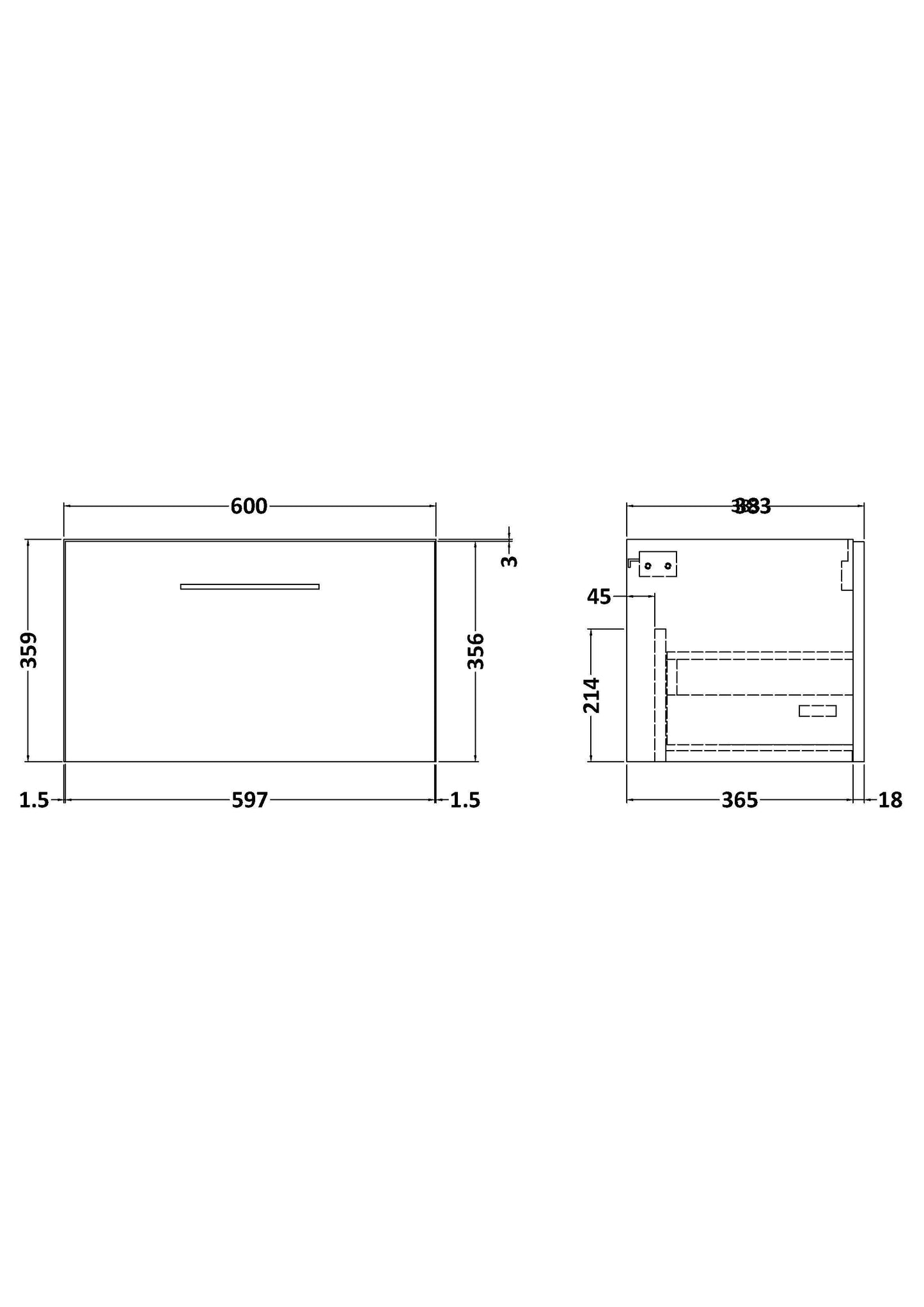 600 Single Drawer Unit (365 Deep)