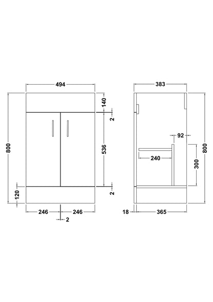 Eden Floor Standing 2 Door Vanity Cabinet 500mm