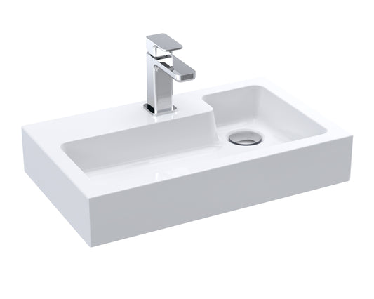 L Shaped 1 Tap Hole Polymarble Basin - Compact 503mm