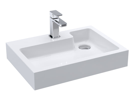 L Shaped 1 Tap Hole Polymarble Basin 503mm