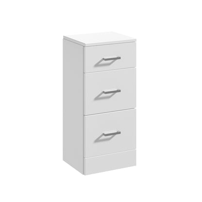 Nuie Mayford 350mm 3 Drawer Gloss White Floor Standing Cabinet With Handles