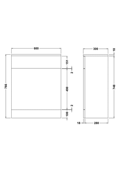Nuie Mayford 600mm Gloss White Floor Standing WC Unit