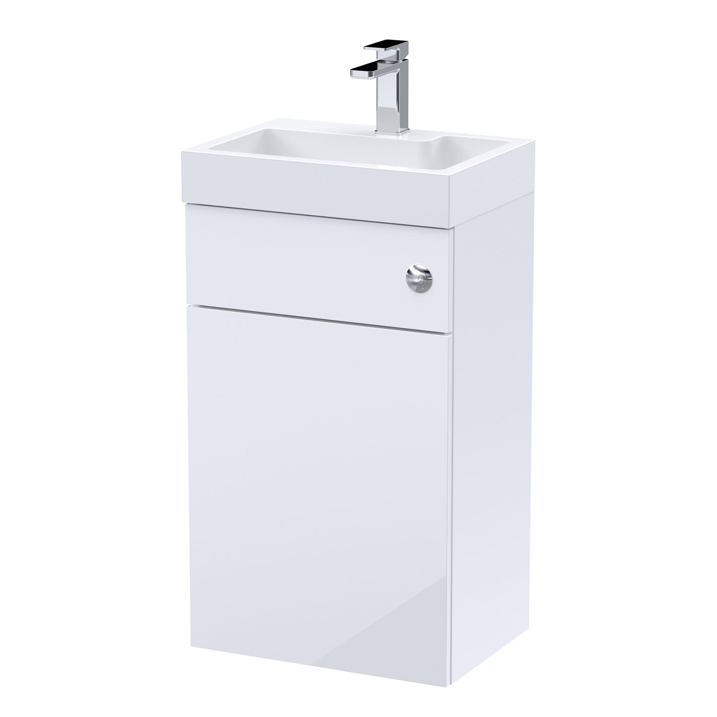 Nuie Athena 500mm Gloss White 2 In 1 Floor Standing Vanity Unit with Basin, WC Unit and Concealed Cistern