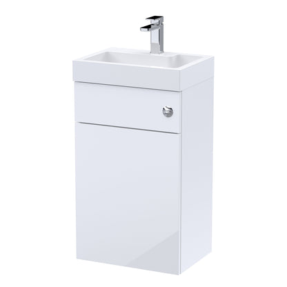 Nuie Athena 500mm Gloss White 2 In 1 Floor Standing Vanity Unit with Basin, WC Unit and Concealed Cistern