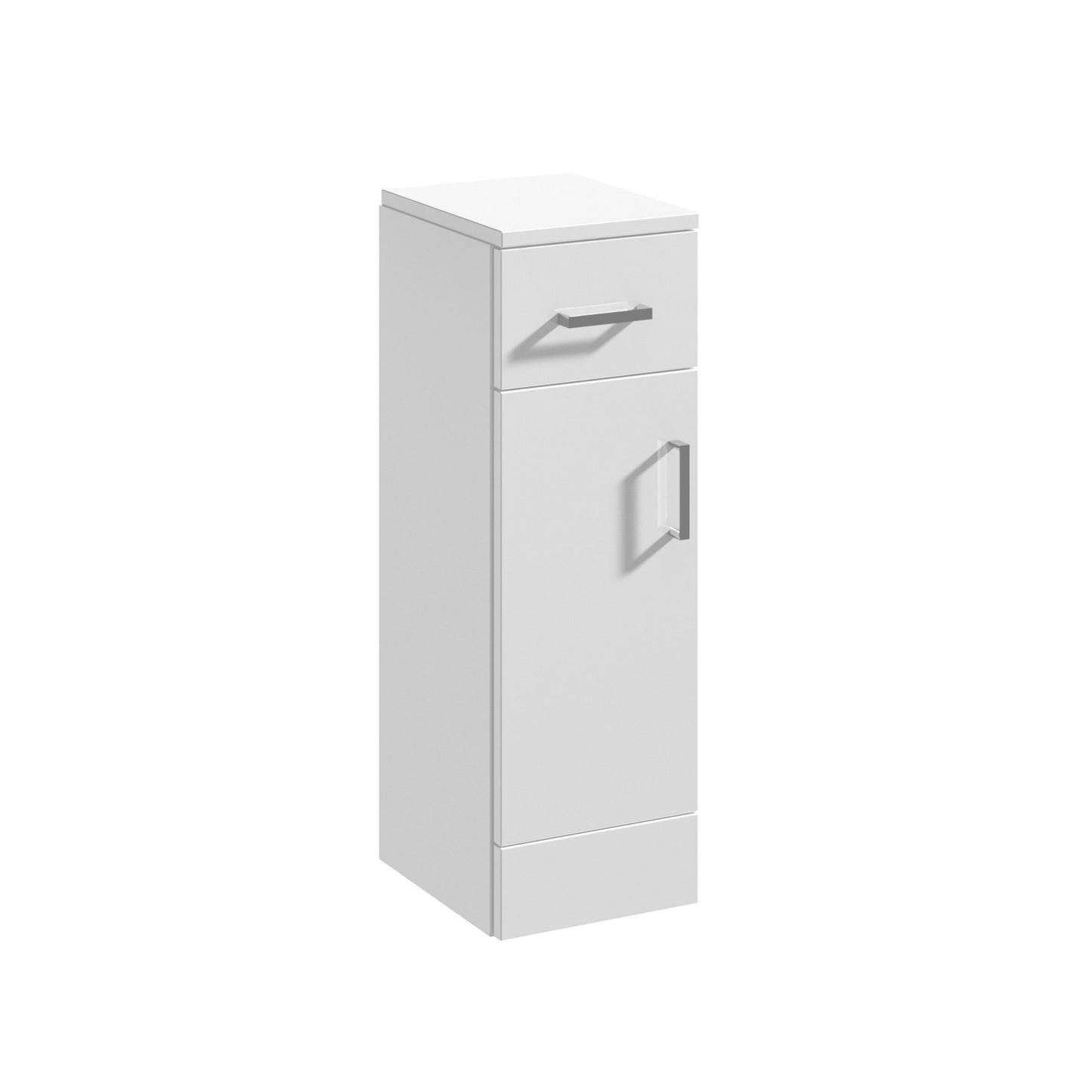 Nuie Mayford 250mm 1 Door Drawer Gloss White Floor Standing Cabinet With Handles