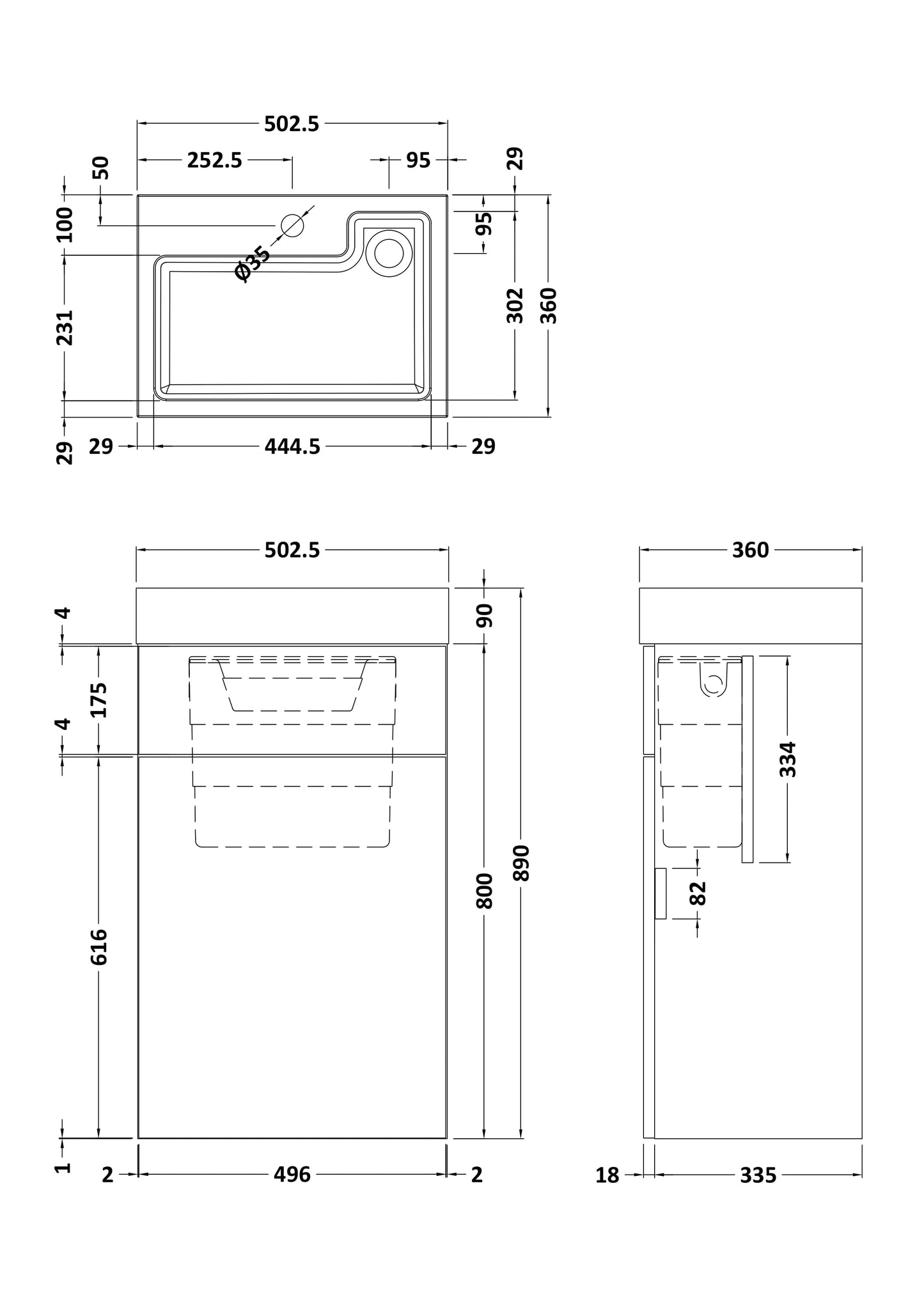 Nuie 500mm Bleached Oak WC Unit With 1 Tap Hole Basin