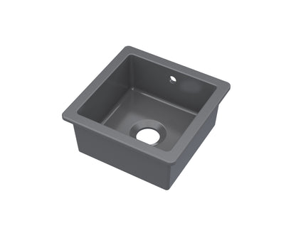 Nuie Single Bowl 457 x 457 x 203mm Fireclay Soft Black Square Inset Sink