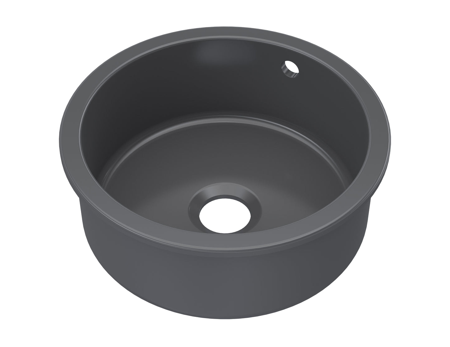 Nuie Single Bowl 460 x 191mm Fireclay Soft Black Round Inset Sink With Central Waste and Overflow