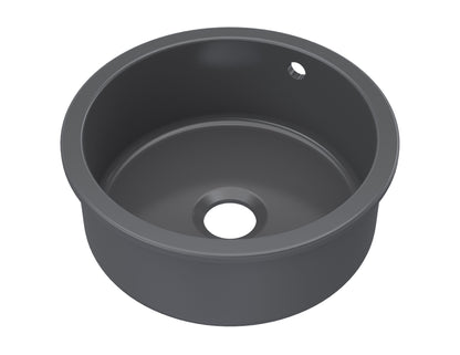 Nuie Single Bowl 460 x 191mm Fireclay Soft Black Round Inset Sink With Central Waste and Overflow