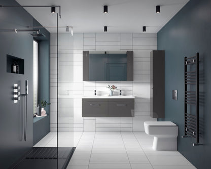 Nuie Athena 1200mm Wall Hung 2 Drawer Vanity Unit With Twin Polymarble Basin