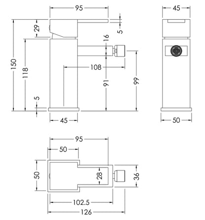 Sanford Mono Bidet Mixer With Pop-up Waste