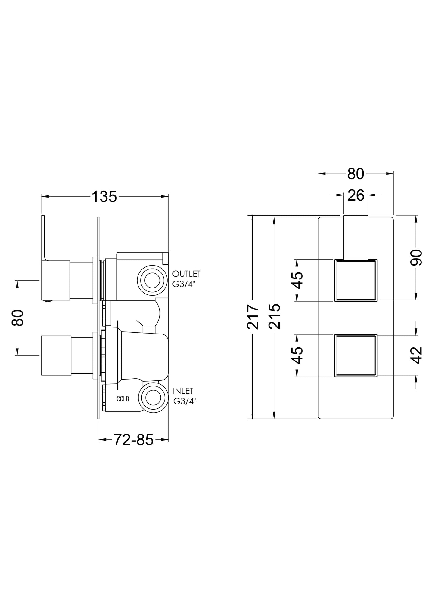 Sanford Twin Thermostatic Valve With Diverter