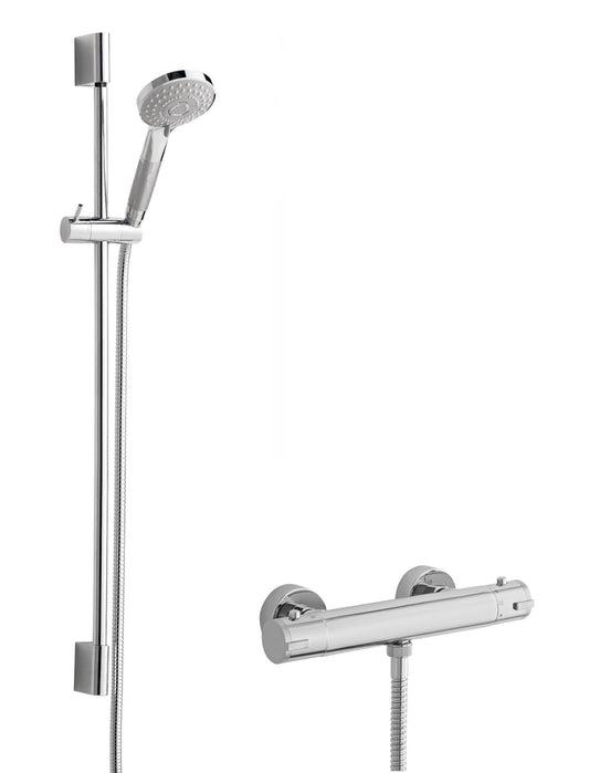 Nuie Round Chrome Thermostatic Bar Shower Kit