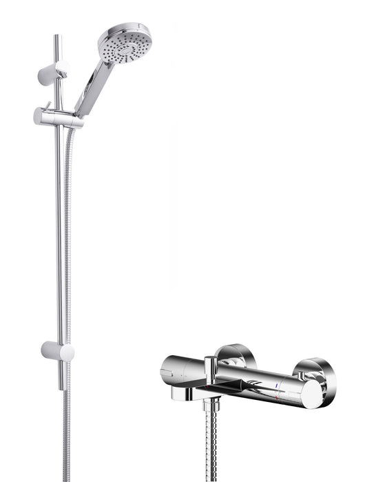 Nuie Binsey Chrome Thermostatic Round Exposed Shower Mixer & Kit