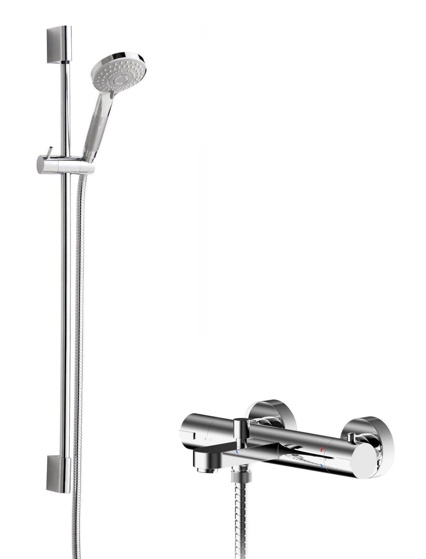 Nuie Chrome Exposed Thermostatic Single Function Shower Mixer & Slide Rail Kit