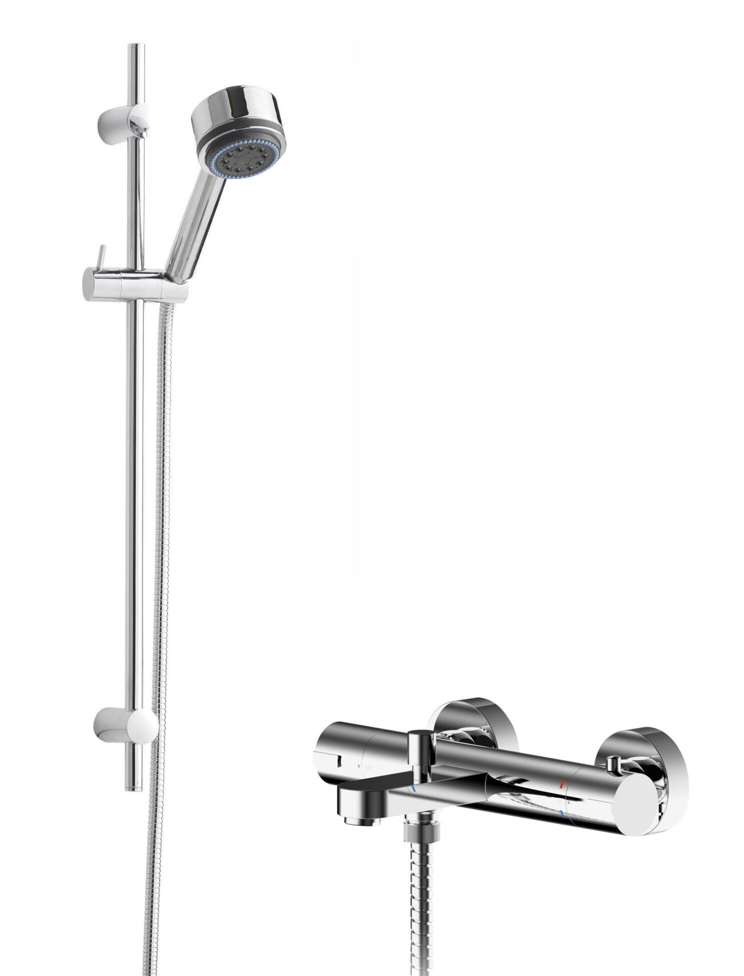Nuie Chrome Manual Exposed Slide Rail Shower Kit Including Valve