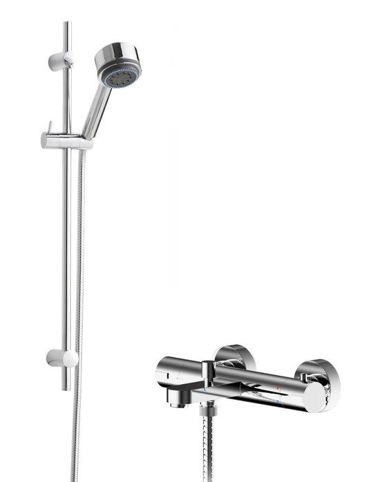 Nuie Chrome Manual Exposed Slide Rail Shower Kit Including Valve
