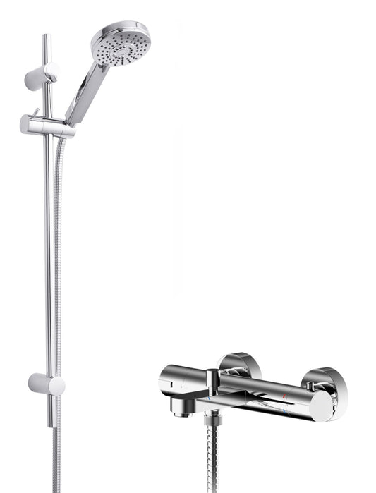 Nuie Chrome Exposed Manual Shower Mixer & Slide Rail Kit