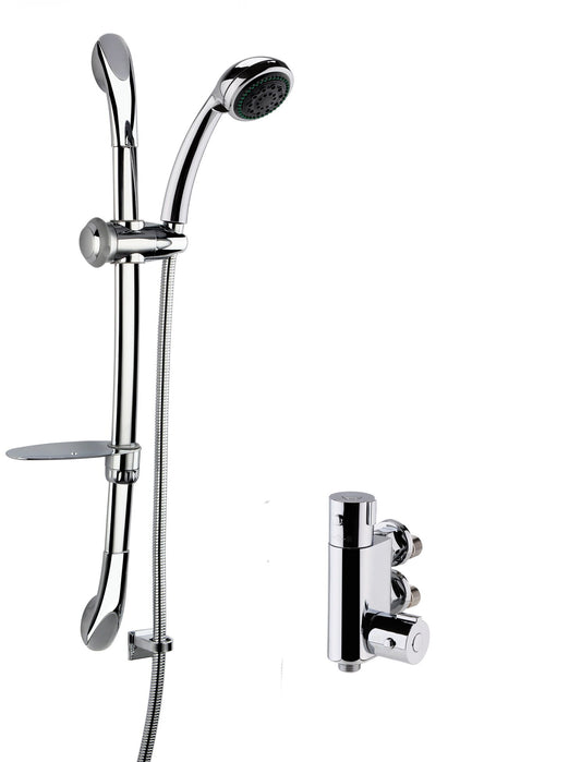 Nuie Vertical Round Chrome Bar Valve Shower Kit Single Outlet