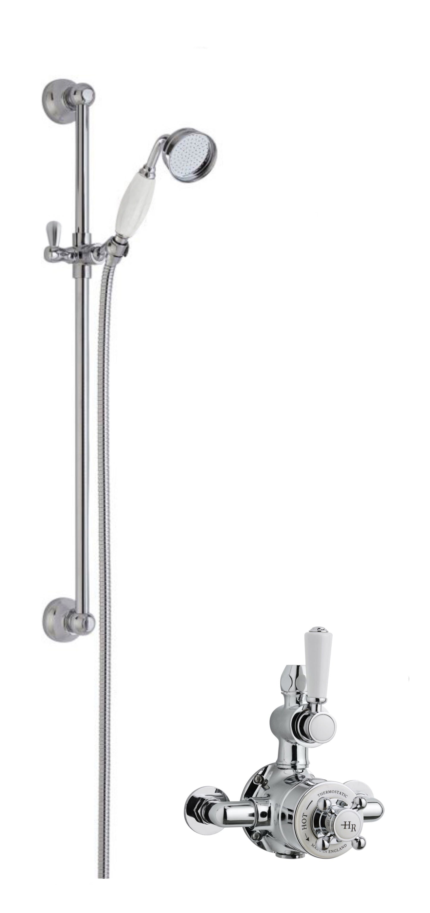 Nuie Traditional Twin Exposed Shower Valve & Slide Rail Kit