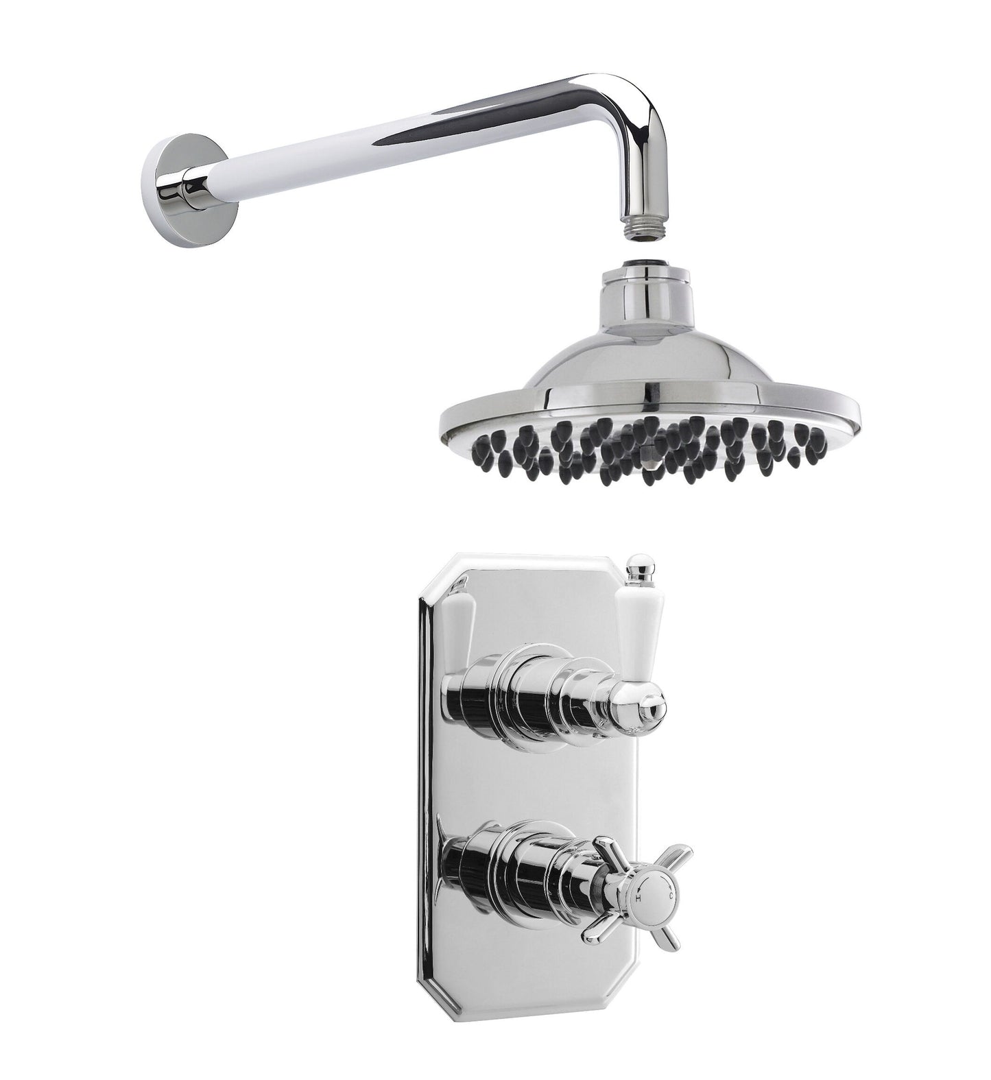 Nuie Traditional Chrome Exposed Shower Kit Including Valve, Head & Arm