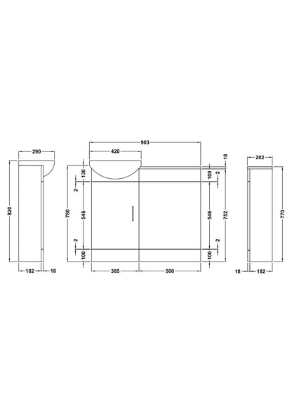 Nuie 900mm Gloss White Cabinet, Basin, WC Unit, Cistern, Back to Wall Toilet Pan, and Soft Close Seat