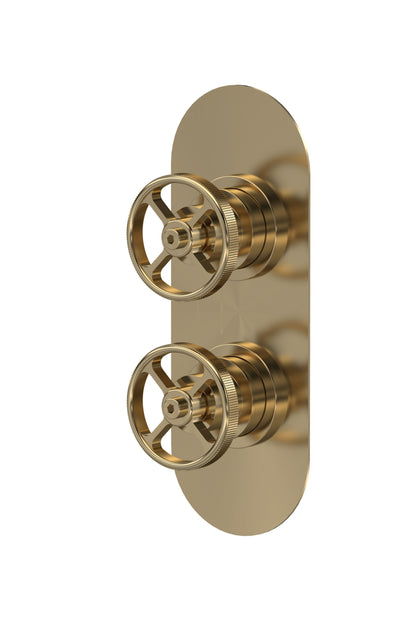 Industrial Valves Twin Valve Brushed Brass