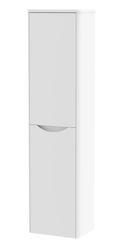 Nuie Lunar 356mm 1 Door Satin White Wall Hung Tall Cabinet With Handles
