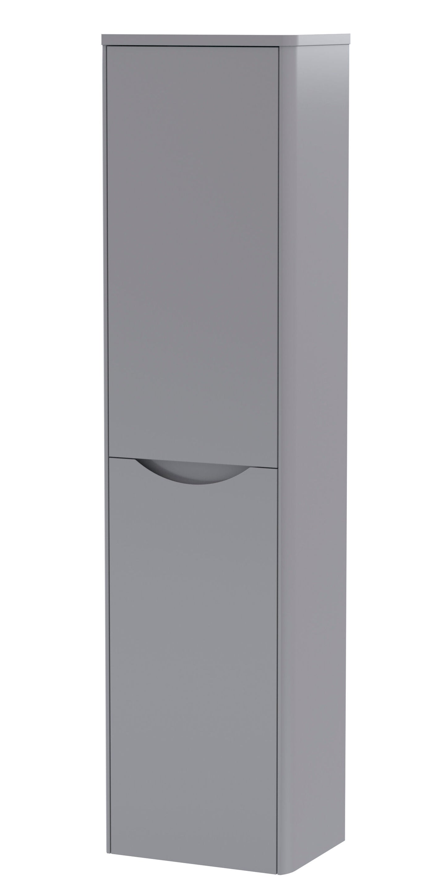 Nuie Lunar 356mm 1 Door Satin Grey Wall Hung Tall Cabinet With Handles
