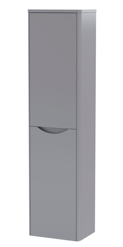 Nuie Lunar 356mm 1 Door Satin Grey Wall Hung Tall Cabinet With Handles