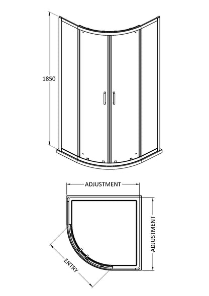 Nuie Rene 780mm Framed Matt Black Quadrant Shower Enclosure With Tray