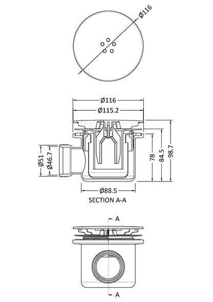 Nuie Brushed Pewter Fast Flow Shower Tray Waste