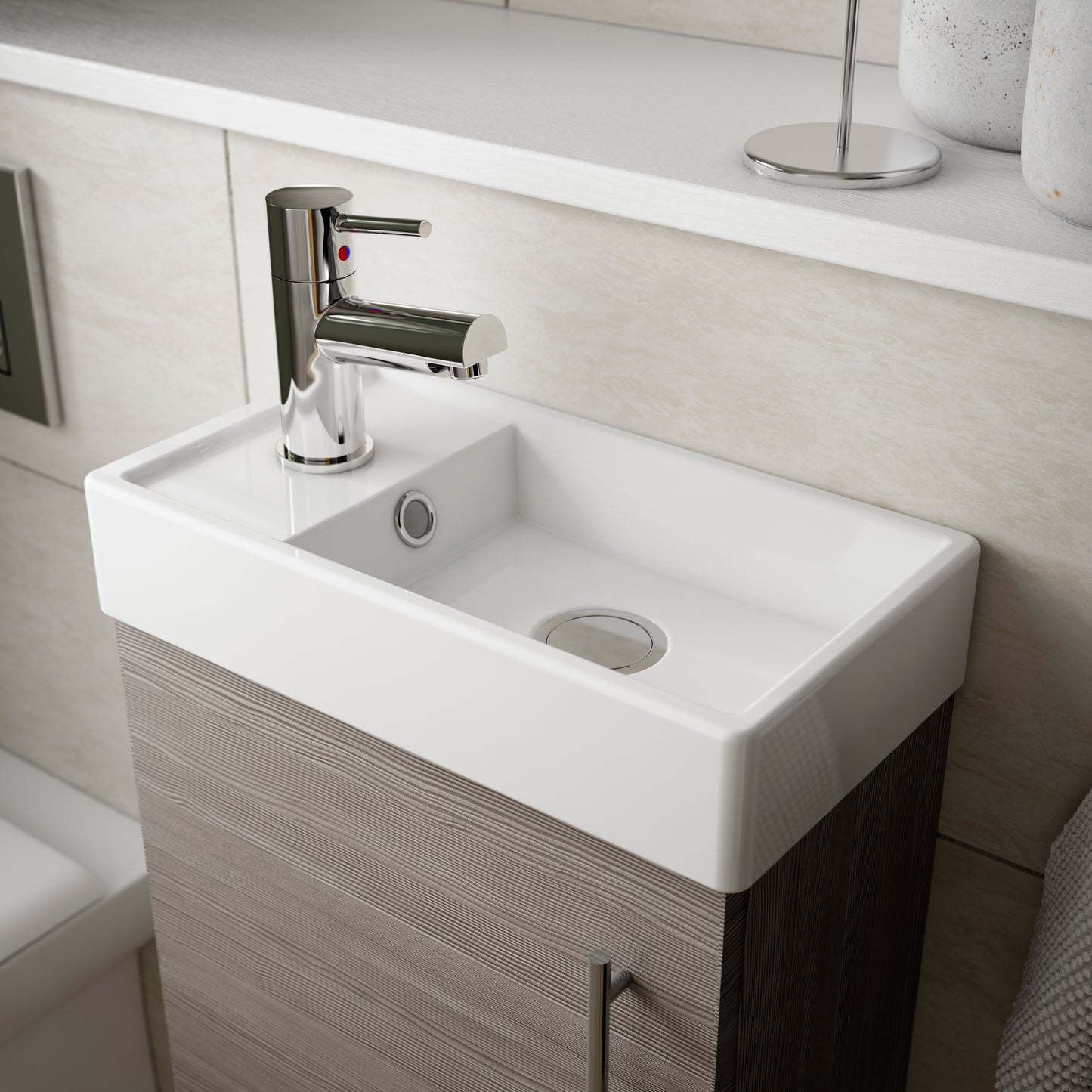 Vault Floor Standing Single Door Compact Vanity Unit with Ceramic Basin 400mm