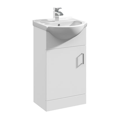 Nuie Mayford 450mm Gloss White Floor Standing Single Door Vanity Unit with Basin
