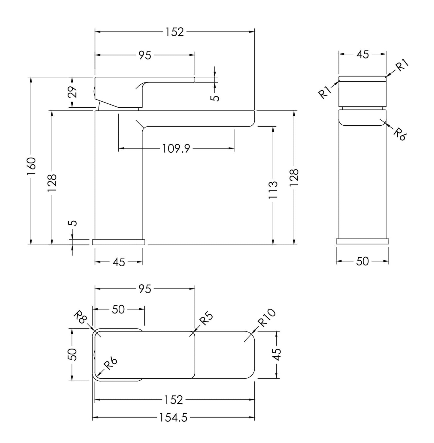 Windon Mono Basin Mixer with Push Button Waste