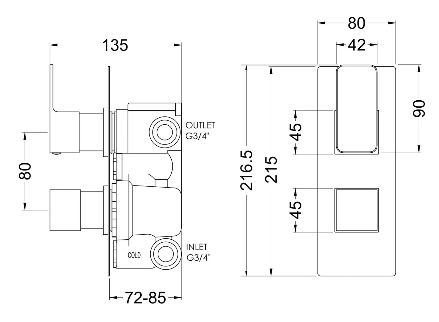 Windon Twin Thermostatic Valve with Diverter