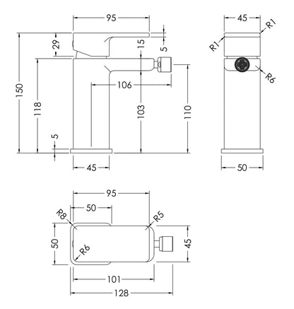 Windon Mono Bidet Mixer With Pop-up Waste