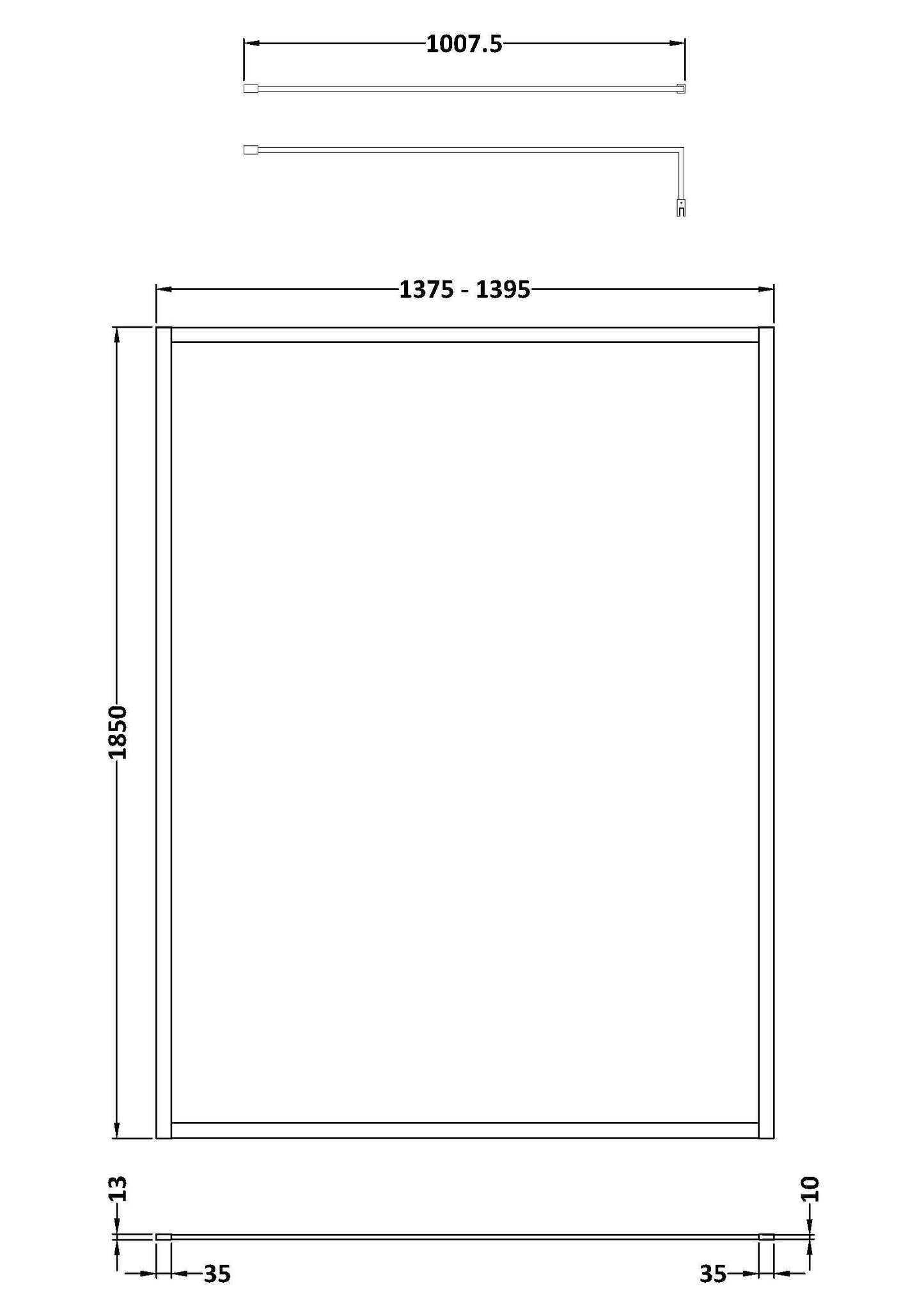 Nuie 1400mm Outer Frame Brushed Brass Wetroom Screen