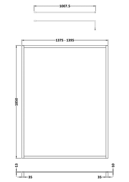 Nuie 1400mm Outer Frame Brushed Brass Wetroom Screen