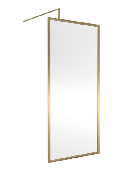 Nuie 900mm Outer Frame Brushed Brass Wetroom Screen