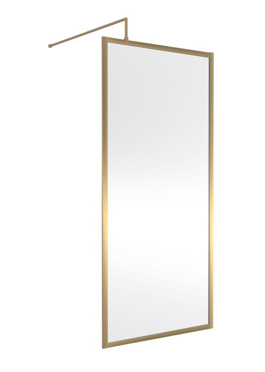 Nuie 900mm Outer Frame Brushed Brass Wetroom Screen