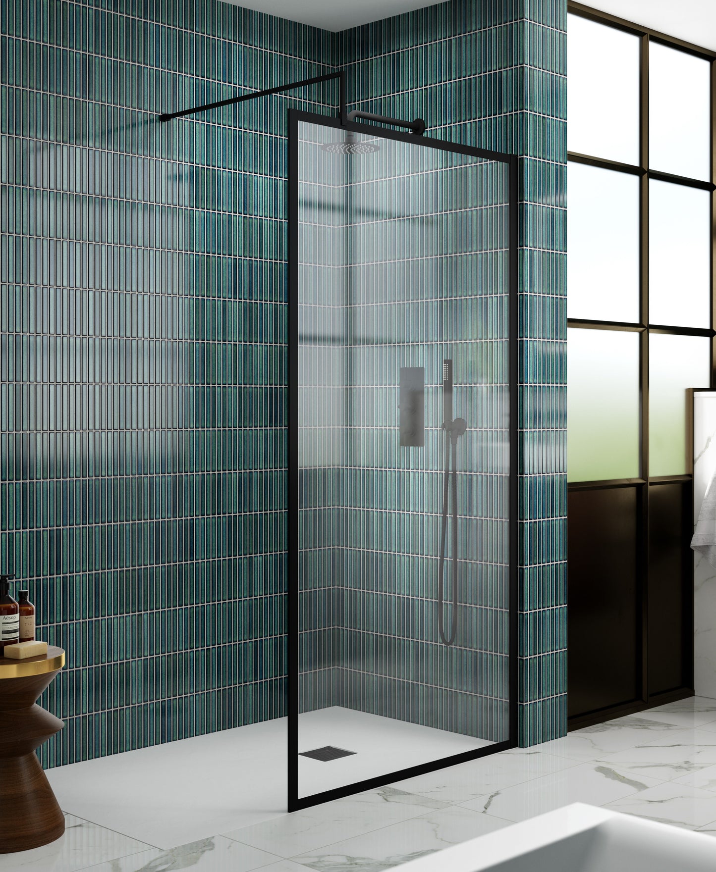 Nuie 700mm Outer Frame Matt Black Wetroom Screen