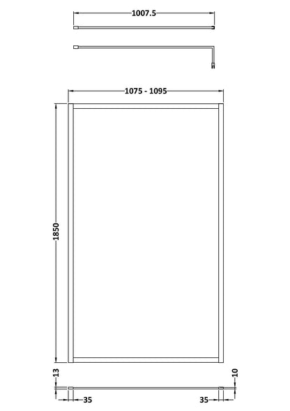 Nuie 1100mm Outer Frame Matt Black Wetroom Screen