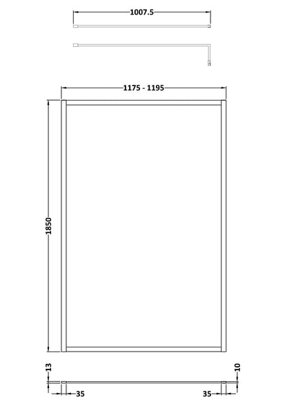 Nuie 1200mm Outer Frame Matt Black Wetroom Screen