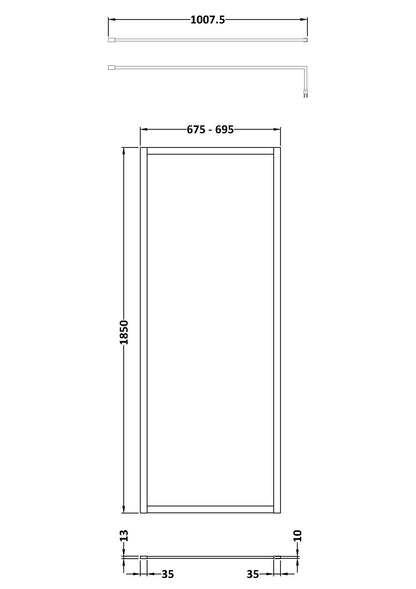 Nuie 700mm Outer Frame Matt Black Wetroom Screen