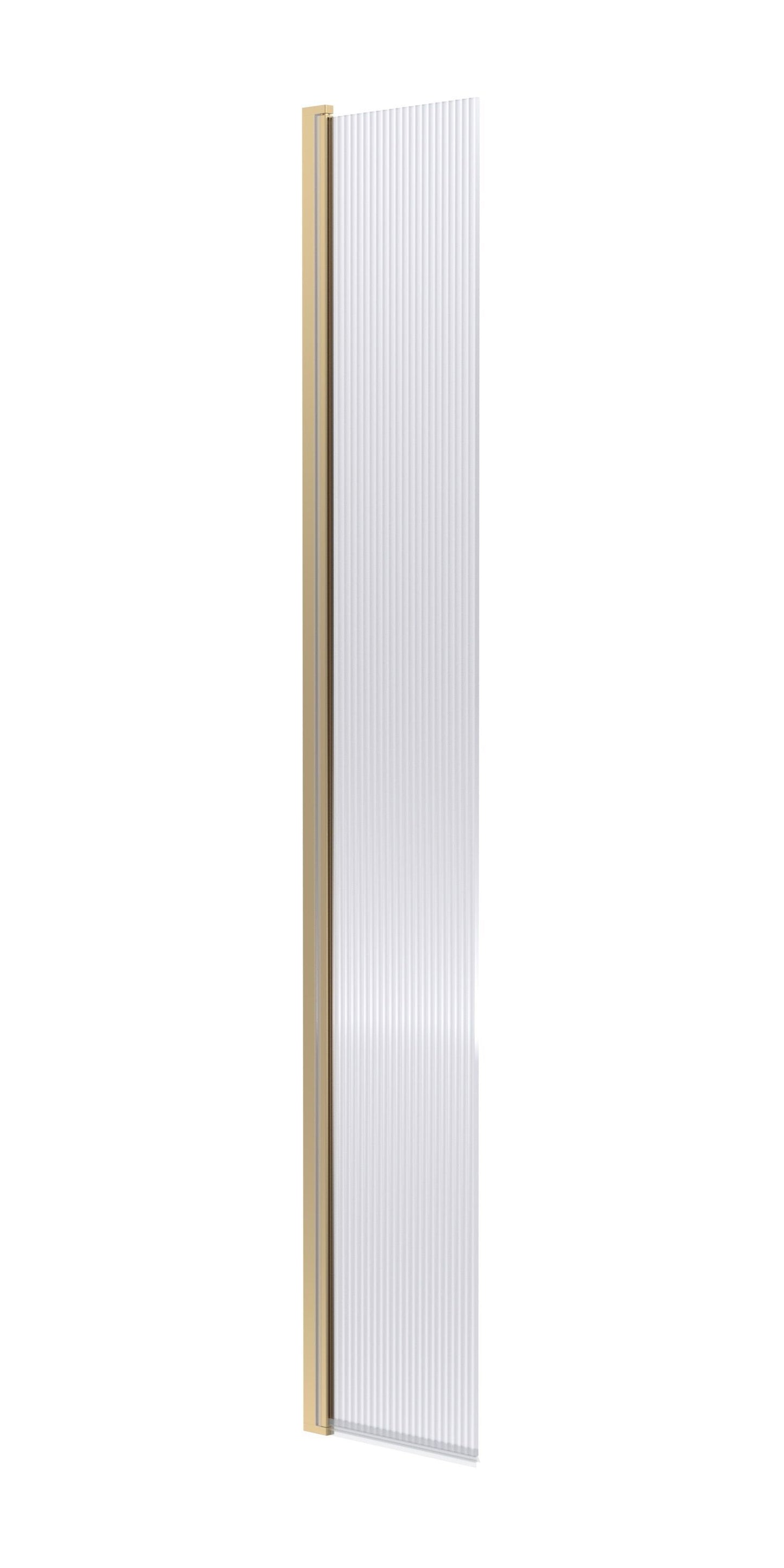 Nuie 322mm Semi-Frameless Brushed Brass Fluted Hinged Wetroom Screen